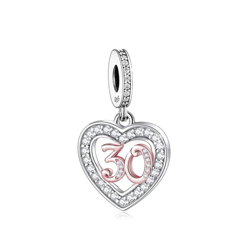 Liora Atelier 30th Birthday Rose Gold Heart Dangle Charm