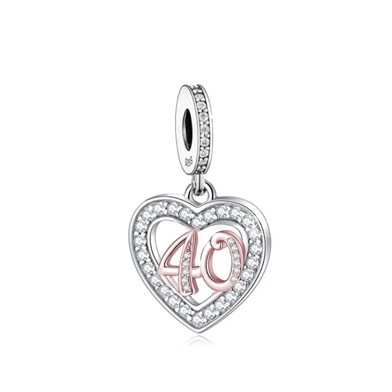 Liora Atelier 40th Birthday Rose Gold Heart Dangle Charm