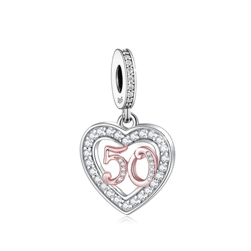 Liora Atelier 50th Birthday Rose Gold Heart Dangle Charm