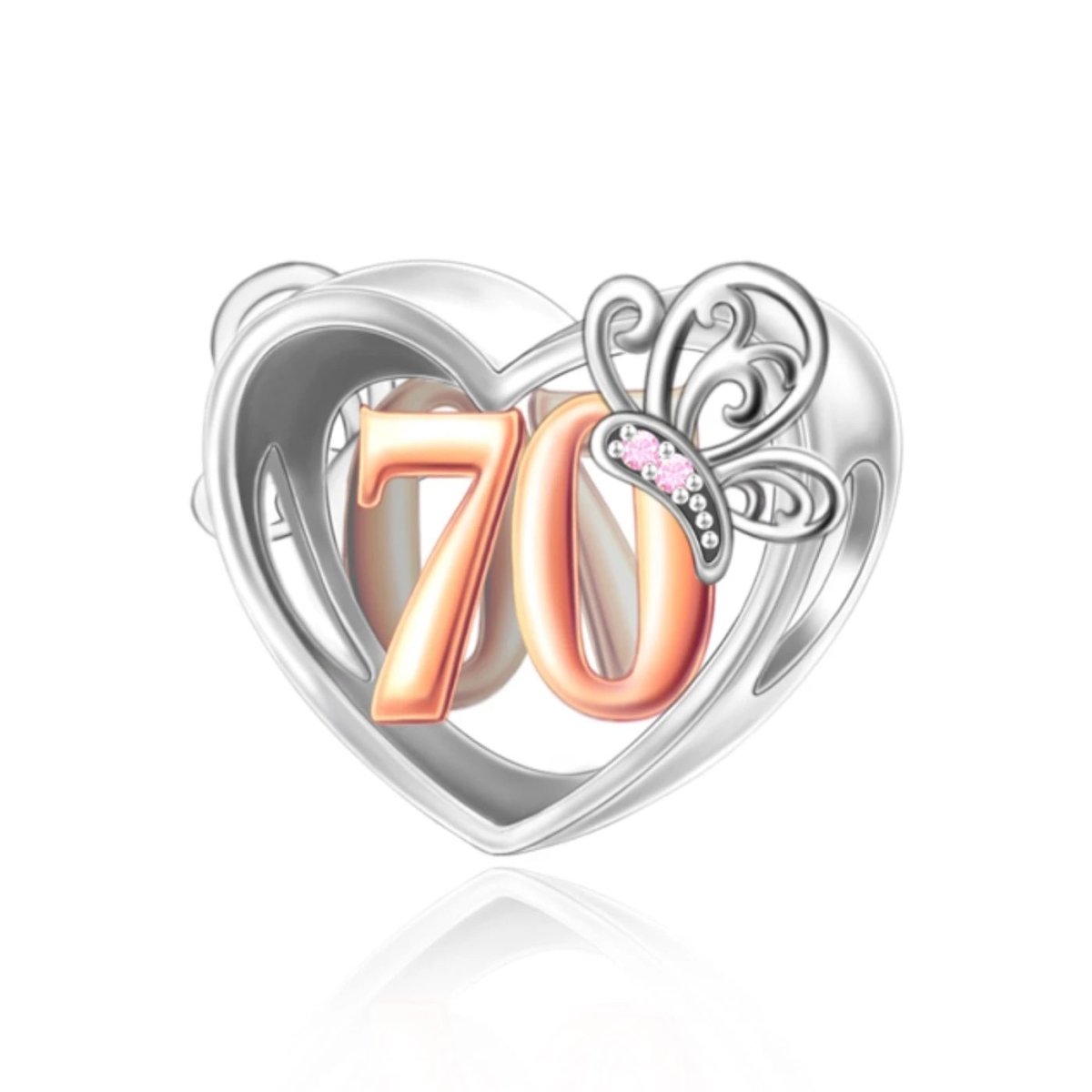 Liora Atelier 70th Birthday Butterfly Heart Charm