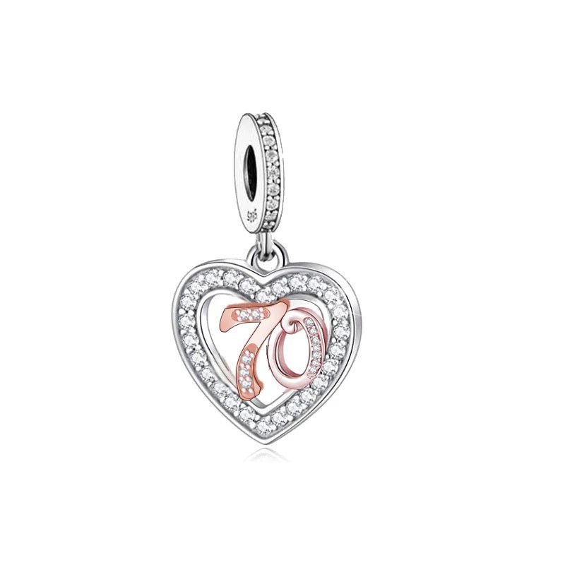 Liora Atelier 70th Birthday Rose Gold Heart Dangle Charm