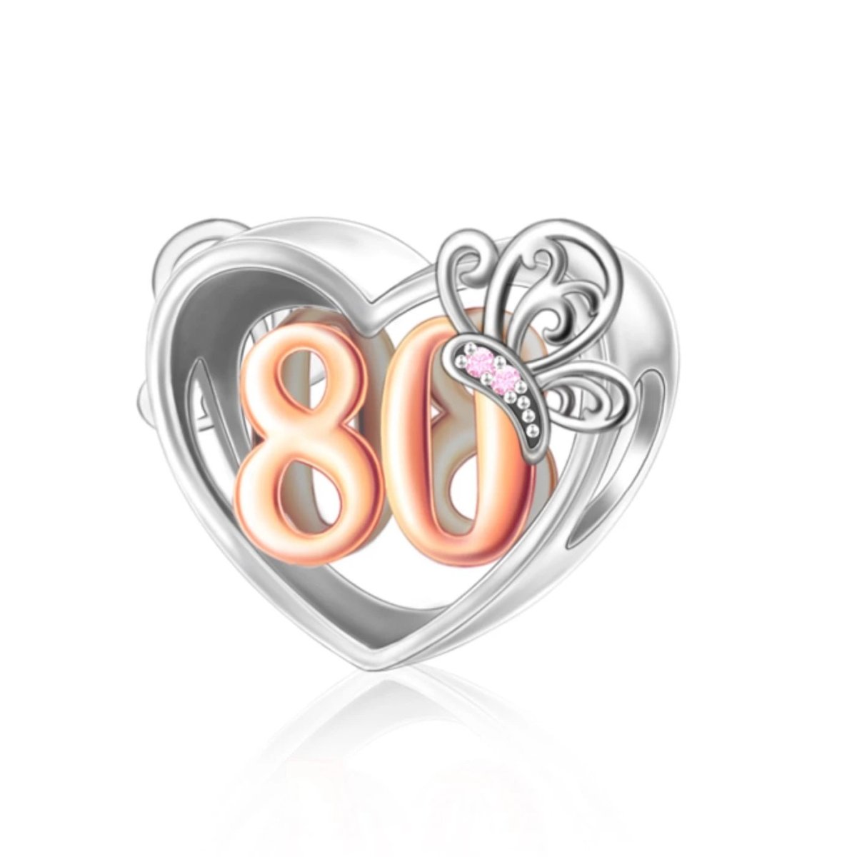 Liora Atelier 80th Birthday Butterfly Heart Charm