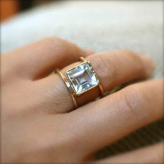 Vintage Kubisches Glas Gold Feiner Ring