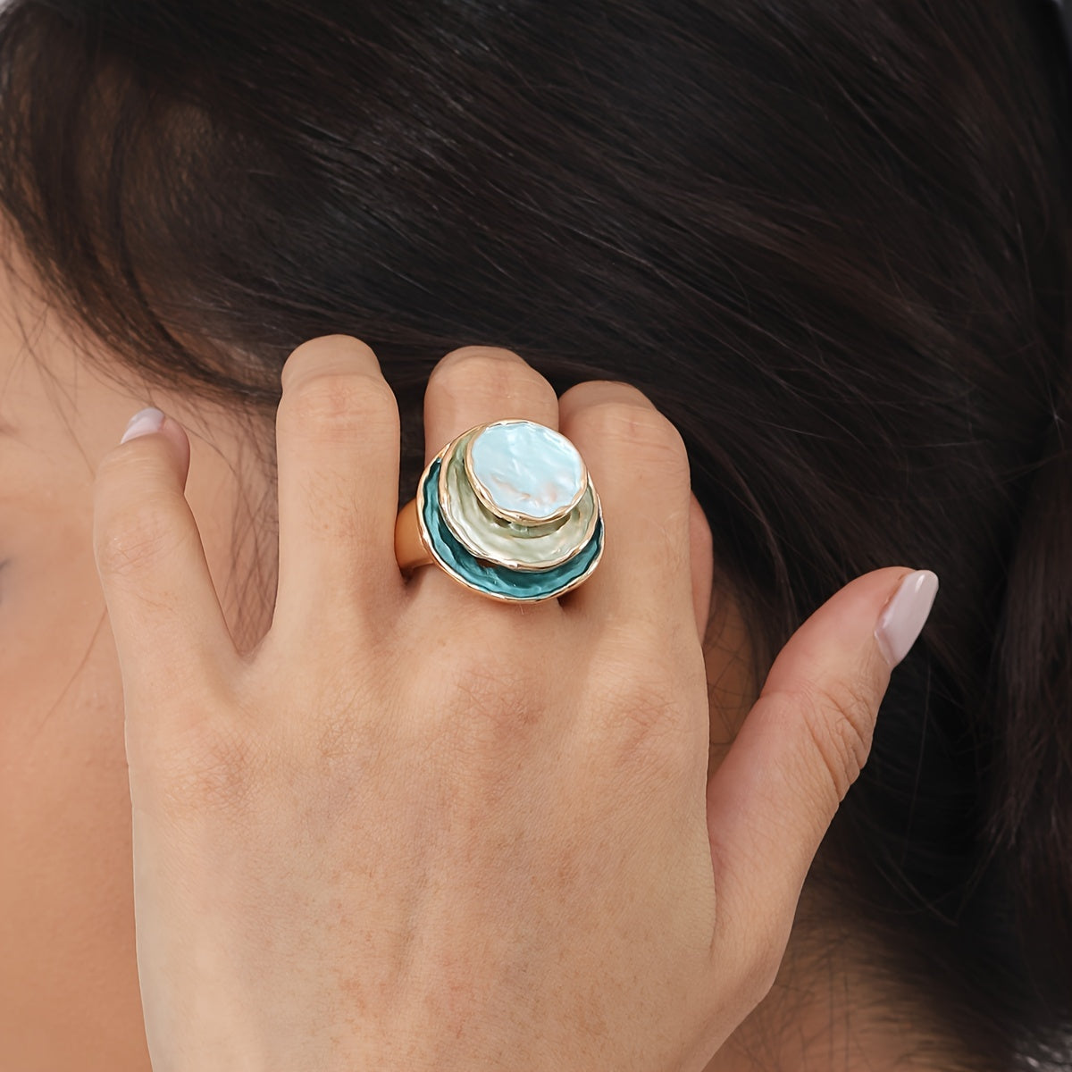 Boho Dreischichtiger Emaille-Ring