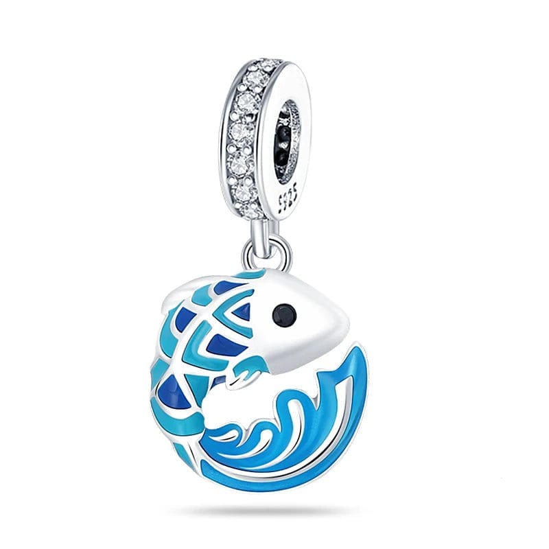 Blue Scaled Fish Dangle Charm