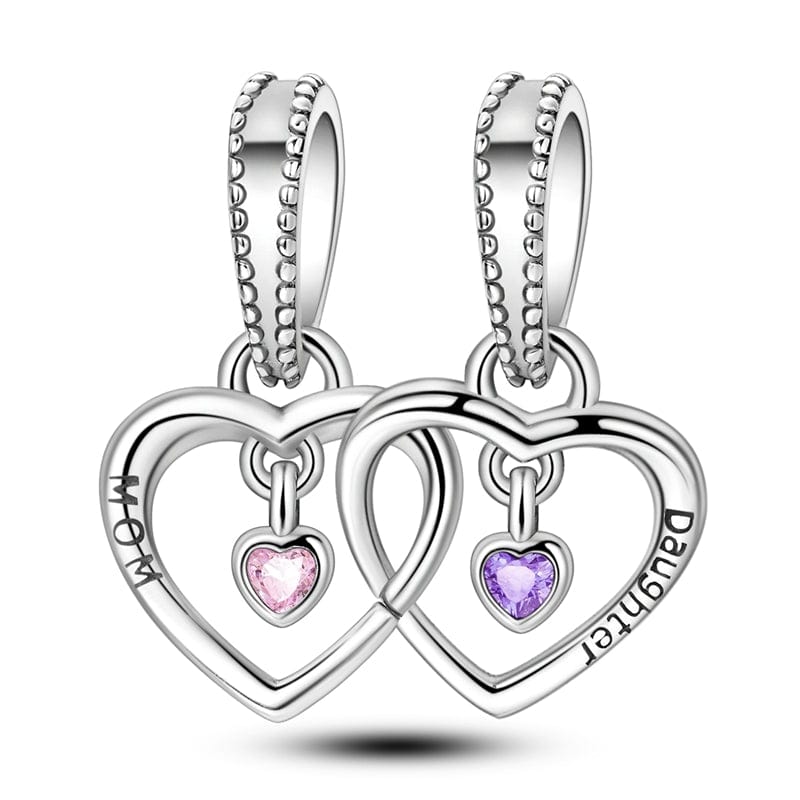 Double Heart Split Dangle Charm
