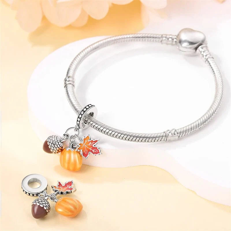 Liora Atelier Acorn, Pumpkin & Maple Leaf Triple Dangle Charm