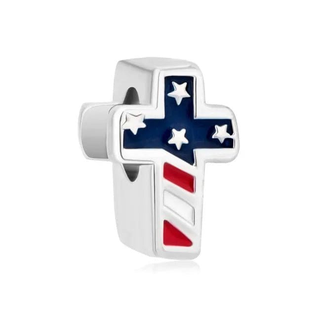 Liora Atelier American Flag Cross Religious Charm