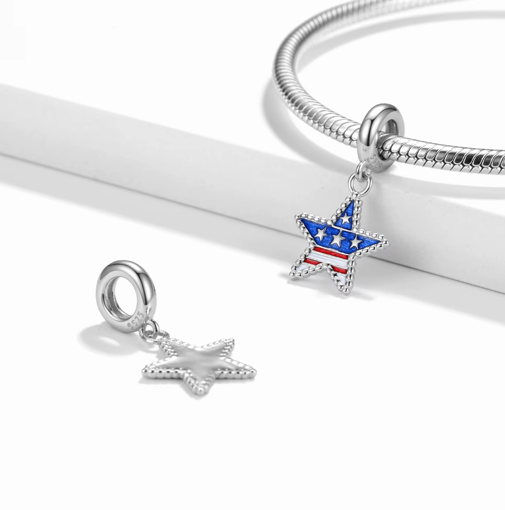 Liora Atelier American Flag Star Dangle Charm