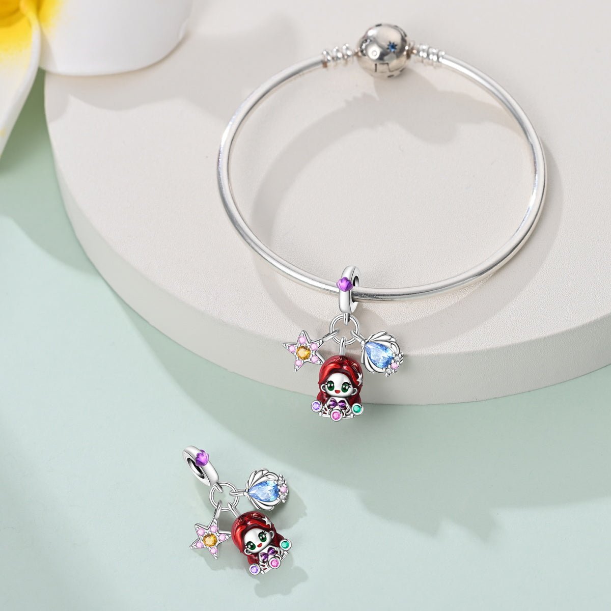 Liora Atelier Ariel with Red Hair, Starfish, & Seashell Dangle Charm