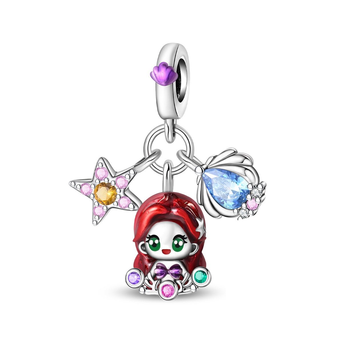 Liora Atelier Ariel with Red Hair, Starfish, & Seashell Dangle Charm