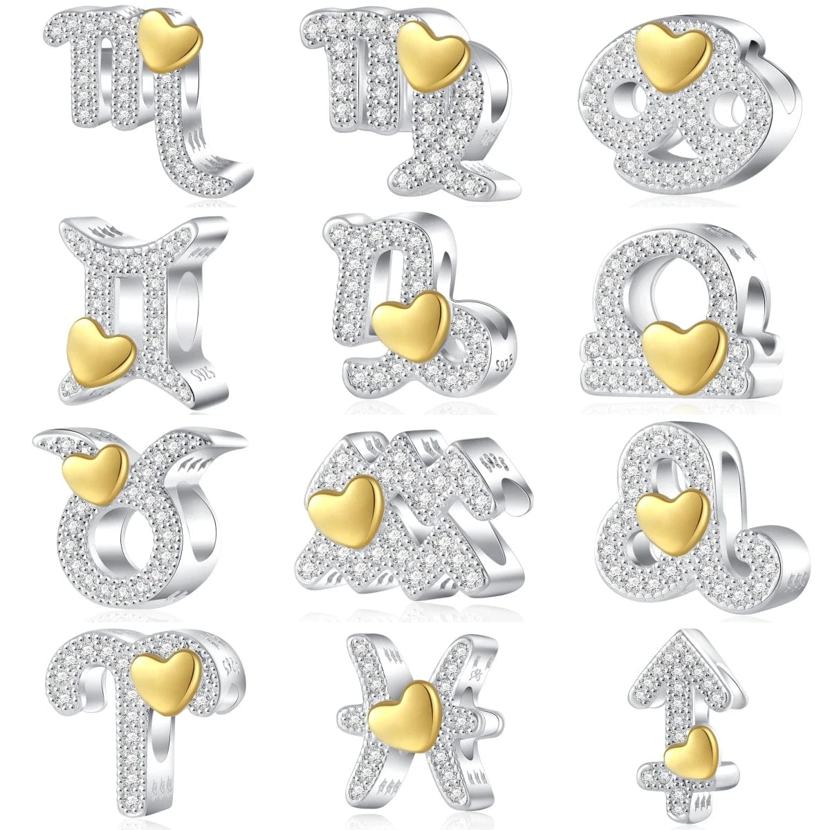 Liora Atelier Gold Heart & Pavé Crystals Astrology Signs Zodiac Constellation Charms