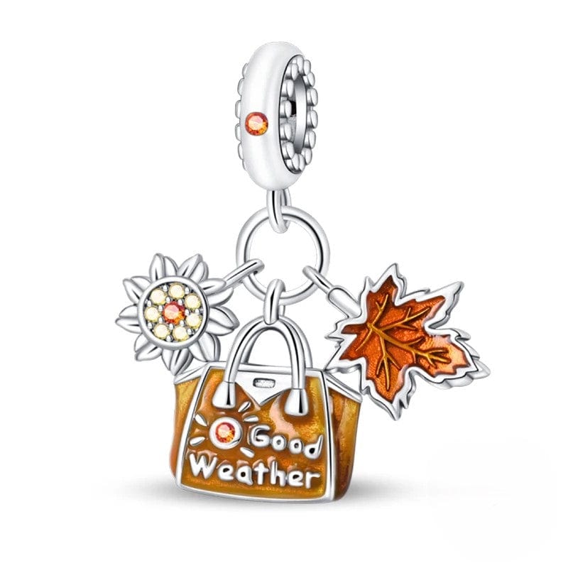 Liora Atelier Autumn Good Weather Sun & Maple Leaf Dangle Charm