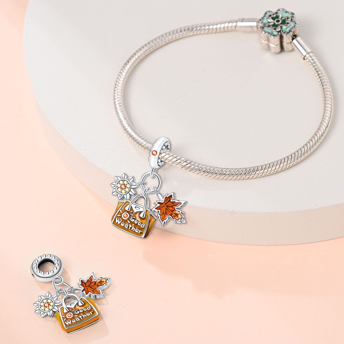 Liora Atelier Autumn Good Weather Sun & Maple Leaf Dangle Charm