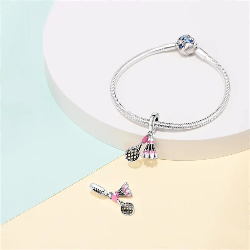 Liora Atelier Badminton Racket & Birdie Dangle Charm