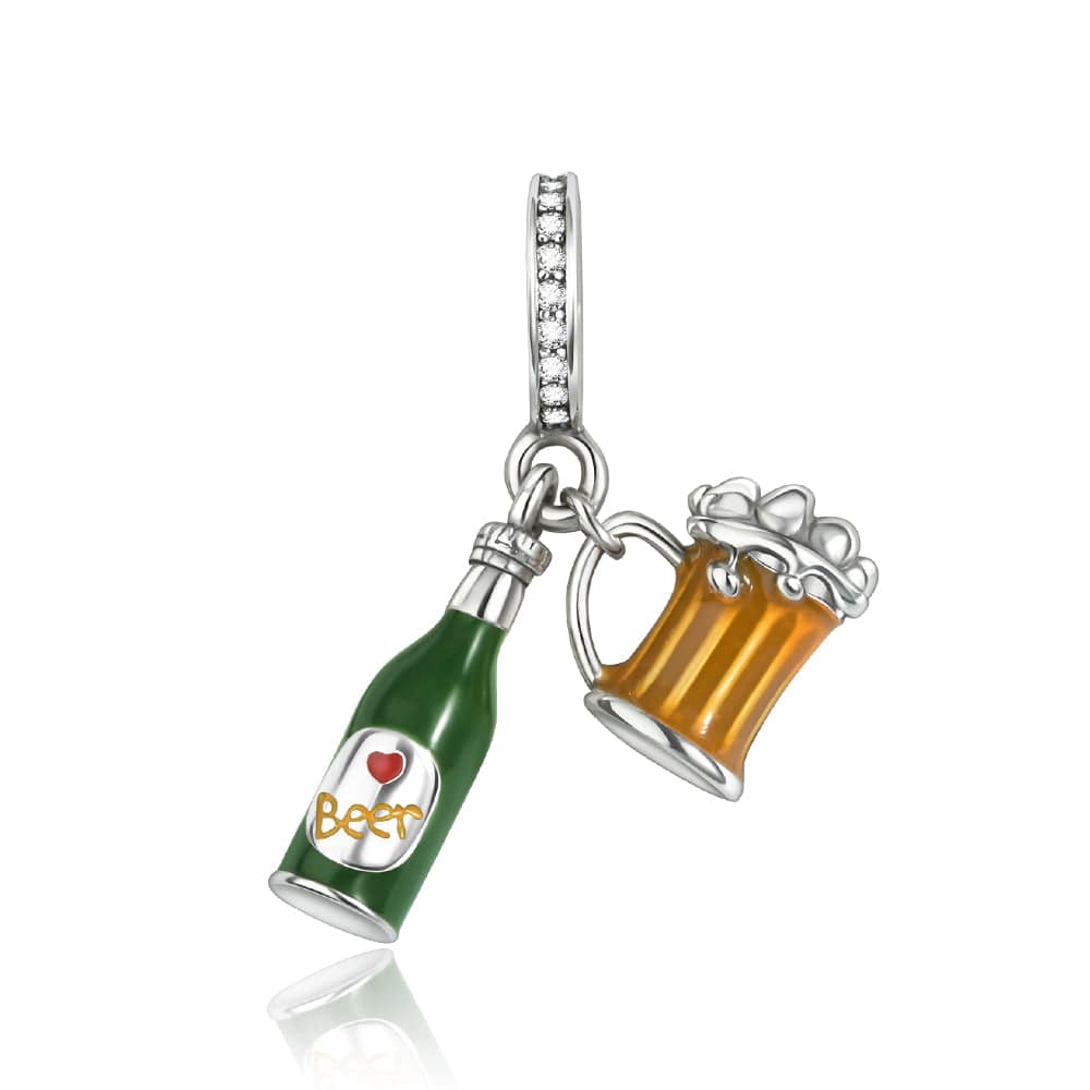 Liora Atelier Beer Bottle and Mug Charm with Crystal Accents