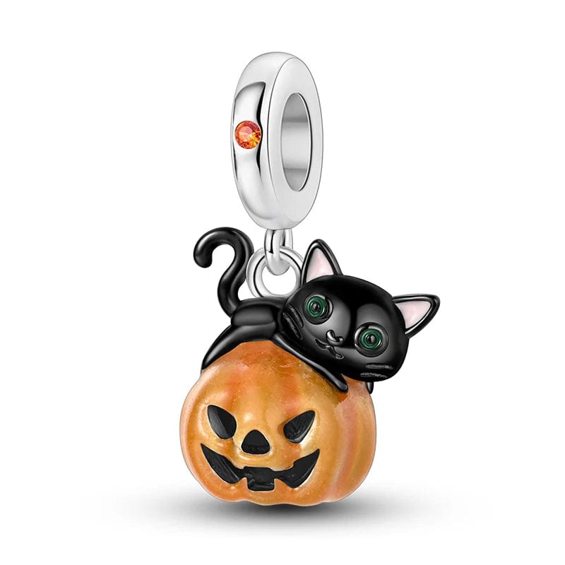 Liora Atelier Black Cat on Pumpkin Dangle Charm