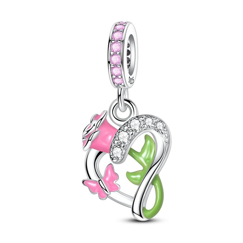 Liora Atelier Blooming Rose & Butterfly Heart Dangle Charm