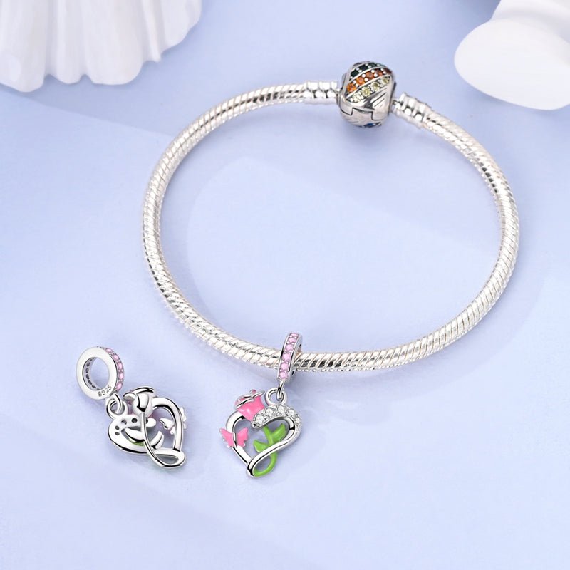 Liora Atelier Blooming Rose & Butterfly Heart Dangle Charm