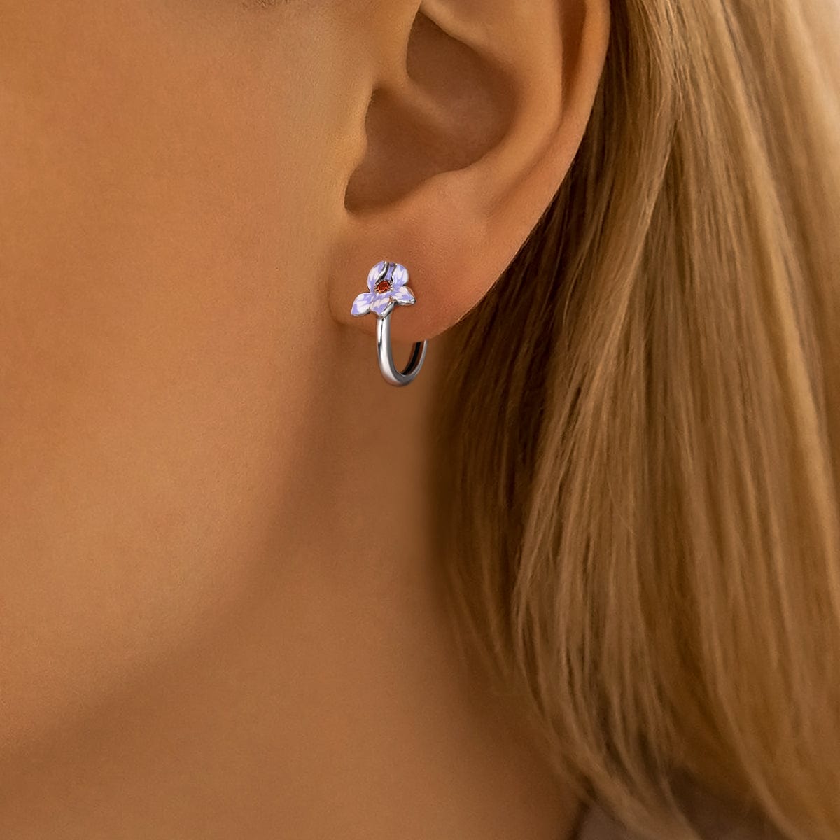 Liora Atelier Blooming Violet Flower Hoop Earrings