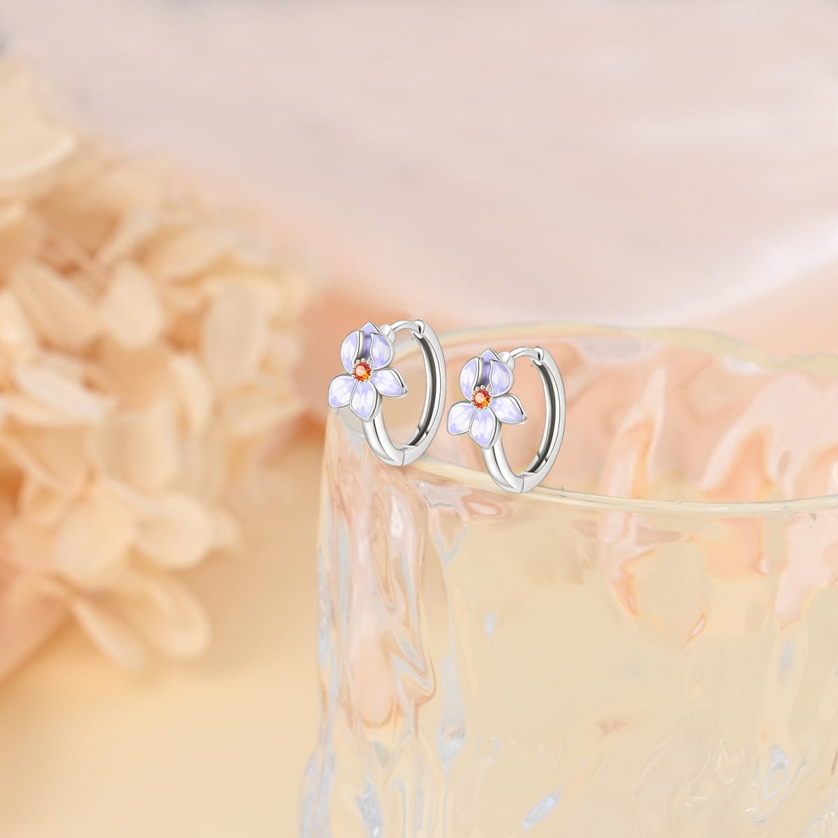 Liora Atelier Blooming Violet Flower Hoop Earrings