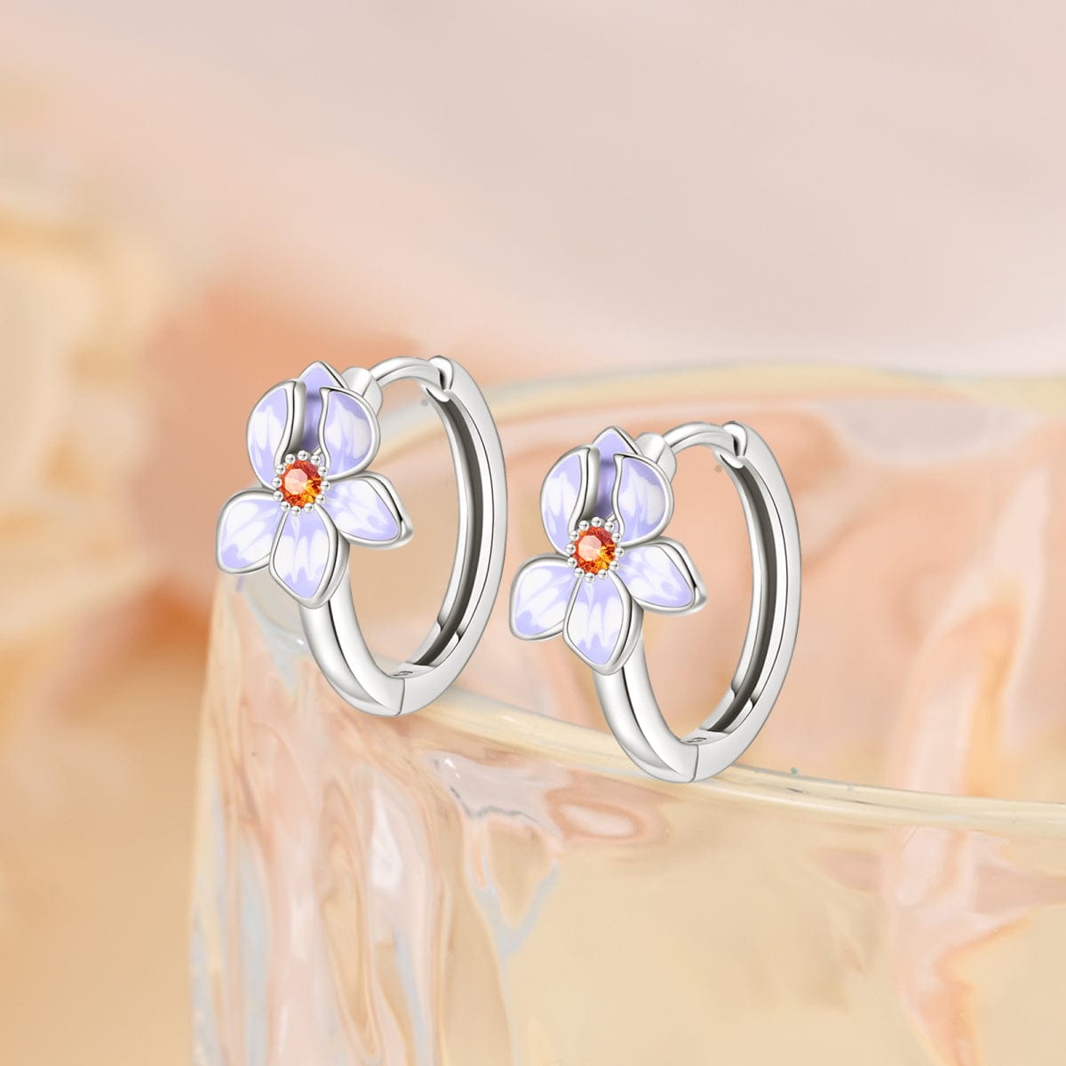Liora Atelier Blooming Violet Flower Hoop Earrings