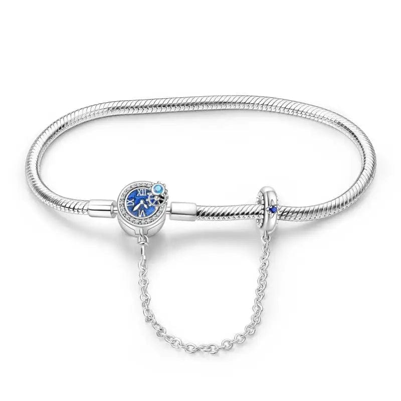 Liora Atelier Blue Clock Clasp Bracelet with Safety Chain