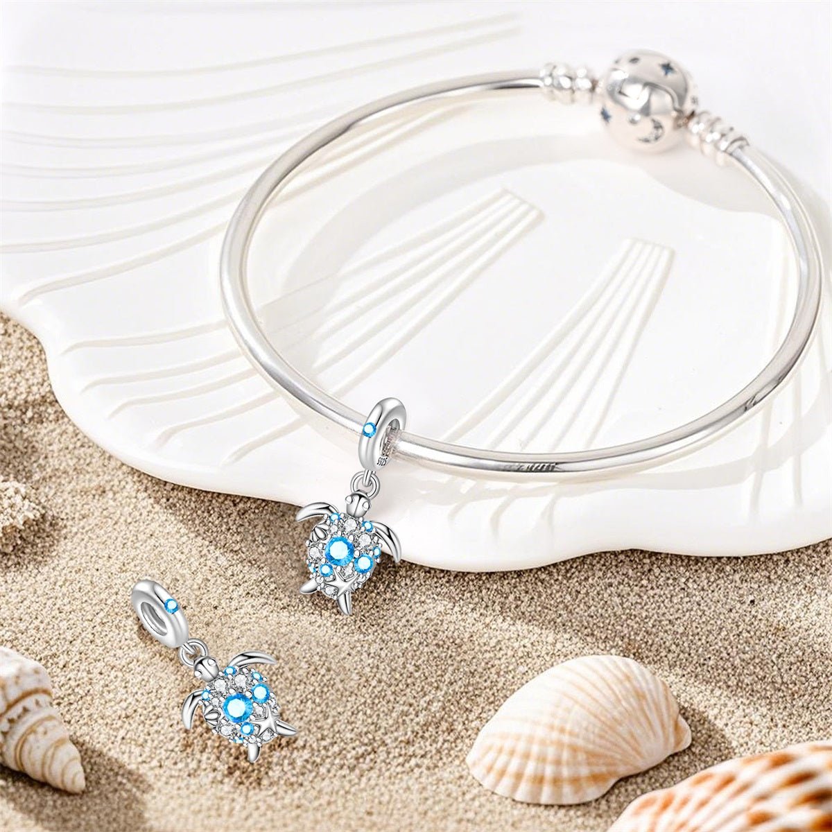 Liora Atelier Blue Crystal Sea Turtle Dangle Charm