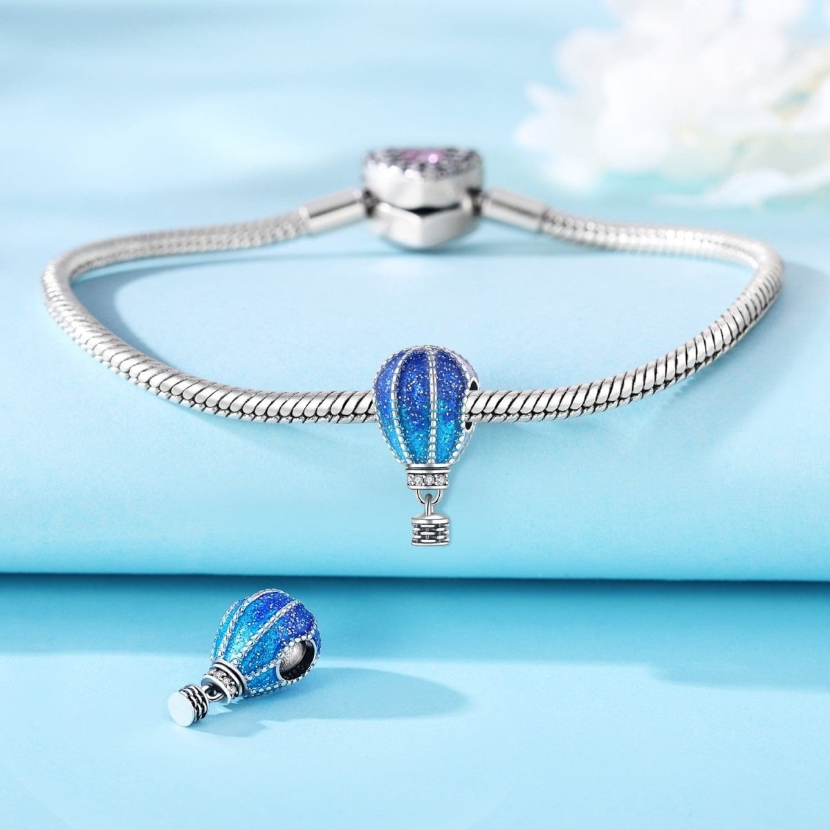 Liora Atelier Blue Glitter Hot Air Balloon Charm