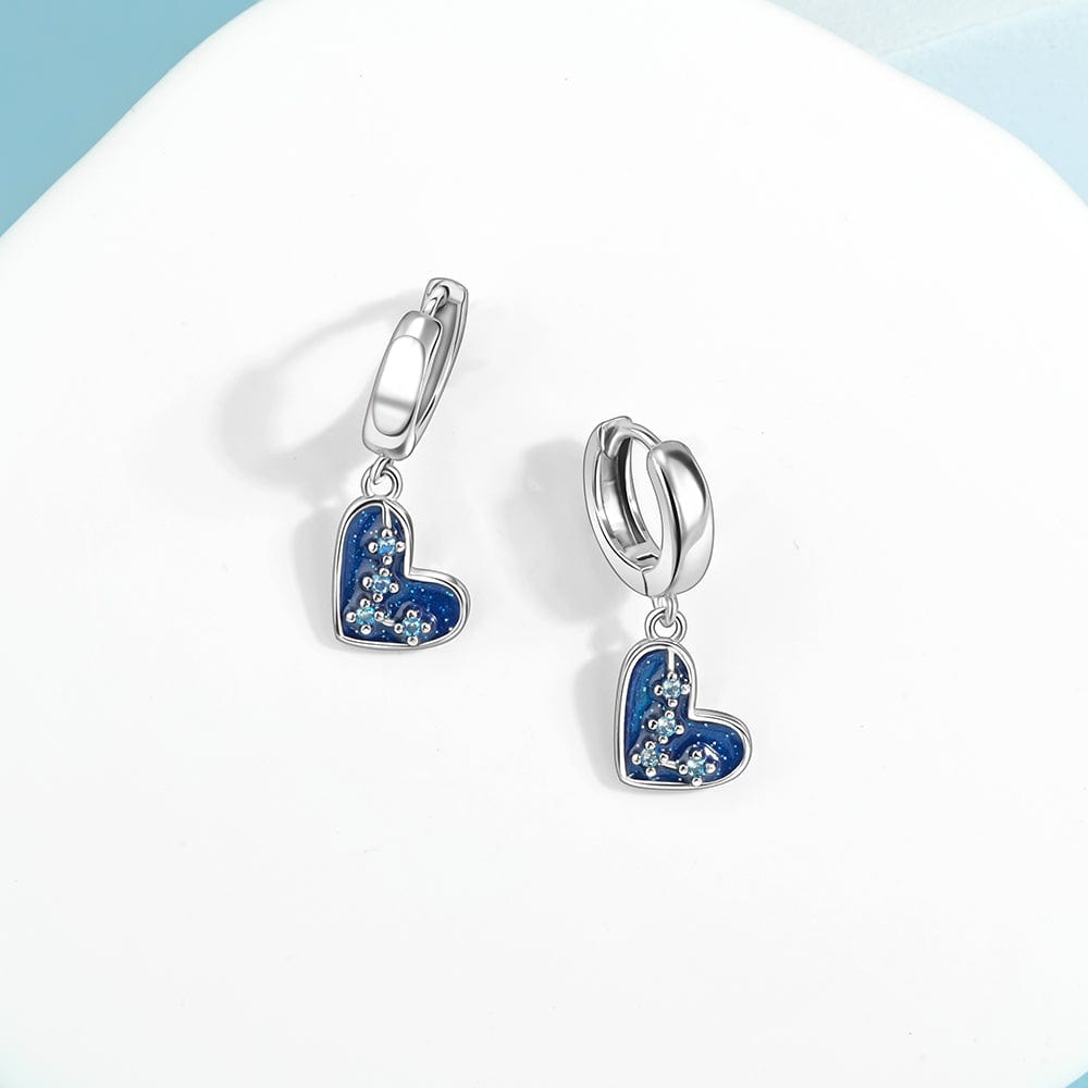 Liora Atelier Blue Heart Drop Earrings with Sparkling Crystal Accents