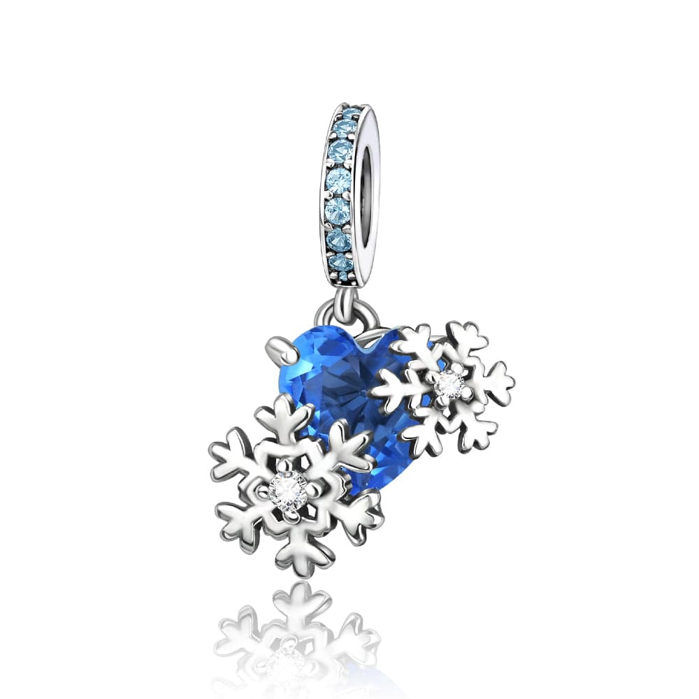 Liora Atelier Blue Heart Snowflake Charm with Sparkling Accents