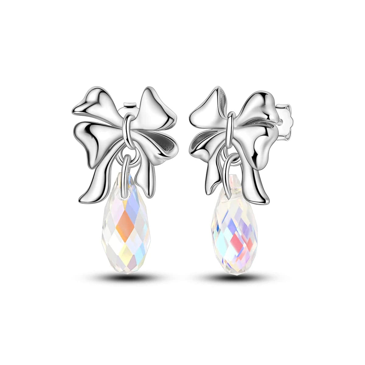 Liora Atelier Bow Earrings with Faceted Crystal Drops
