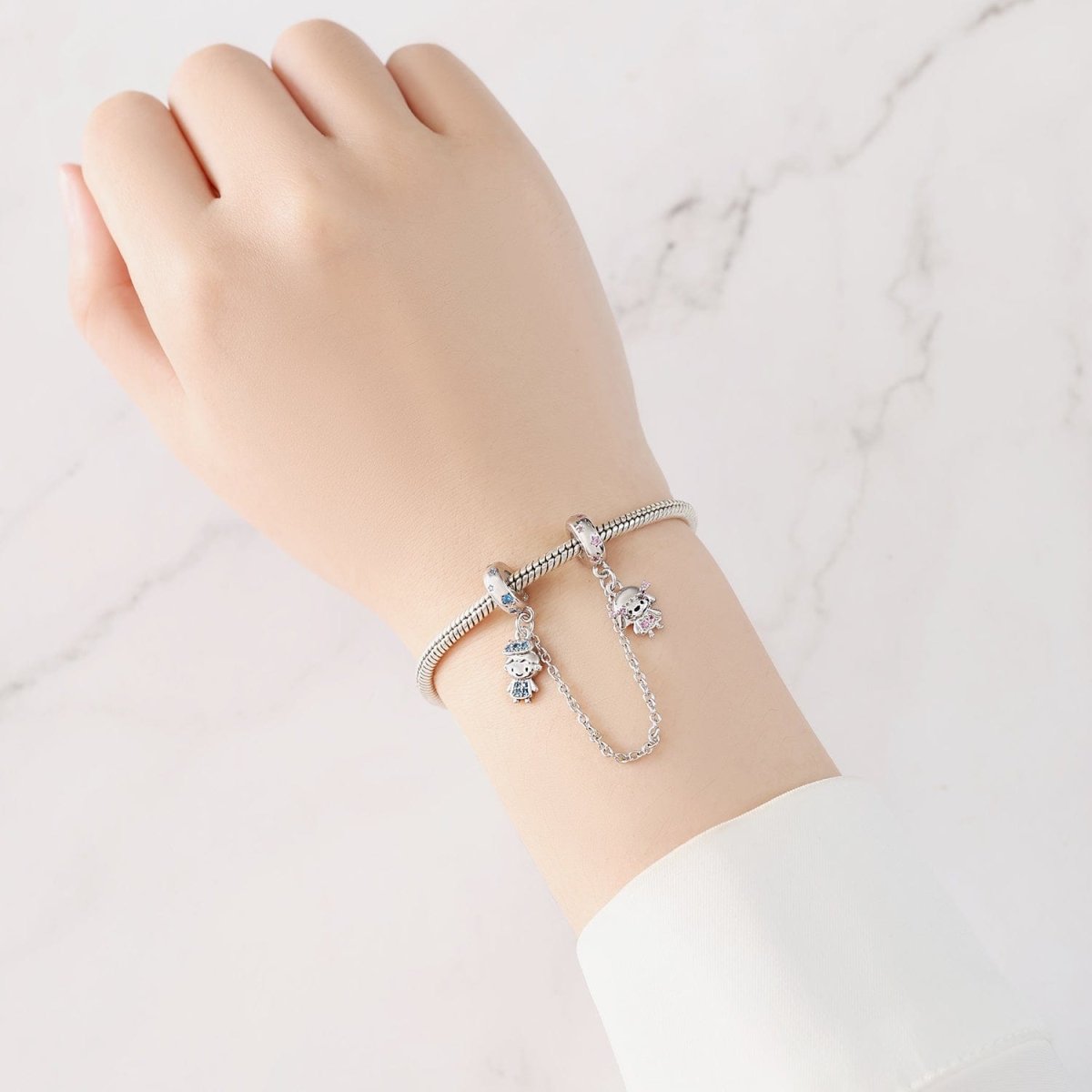 Liora Atelier Boy and Girl Safety Chain with Blue and Pink Crystals