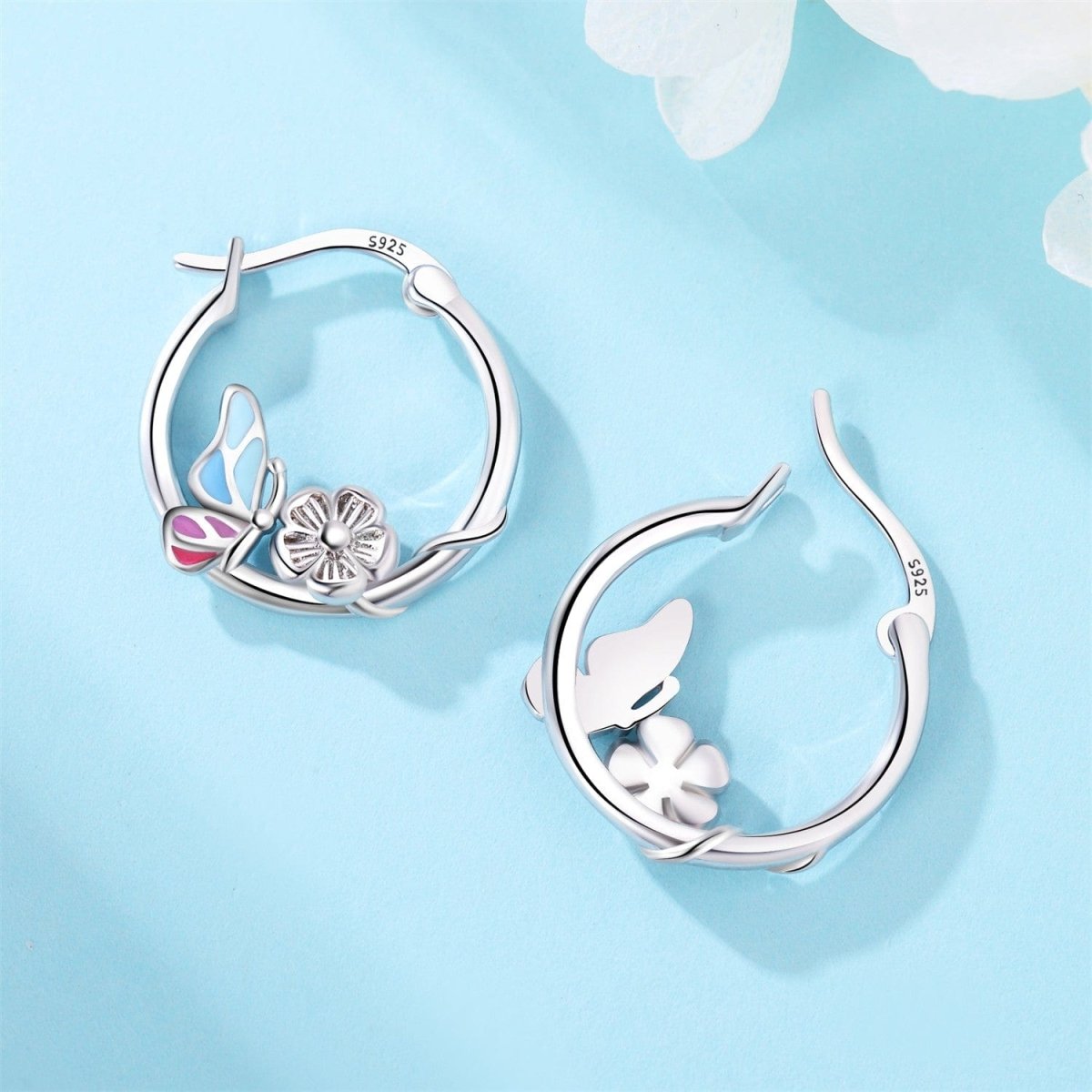 Liora Atelier Butterfly and Flower Hoop Earrings