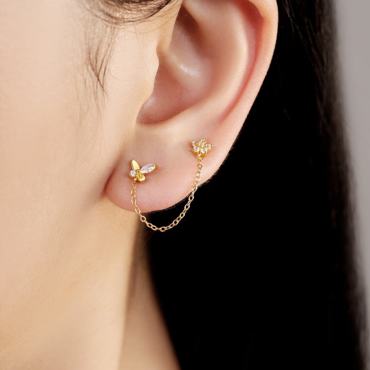 Liora Atelier Butterfly and Star Chain Earrings