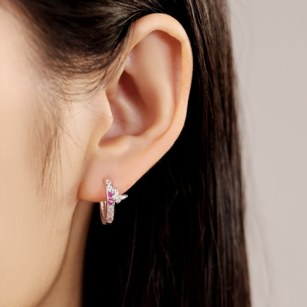 Liora Atelier Butterfly Bliss Pink Hoop Earrings