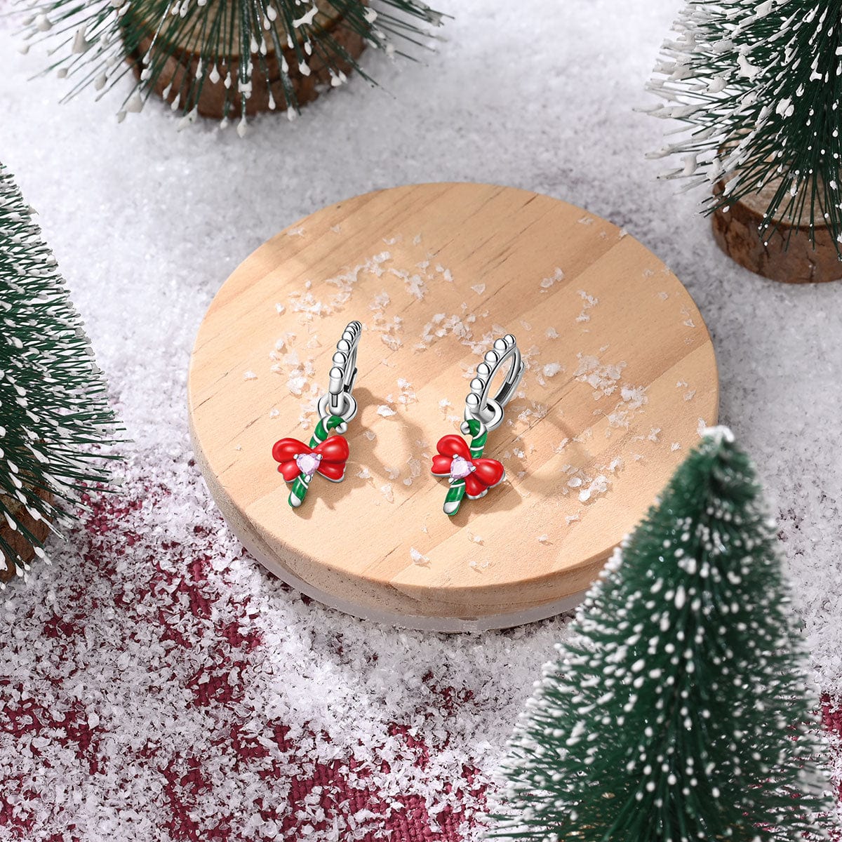 Liora Atelier Candy Cane & Bow Holiday Earrings