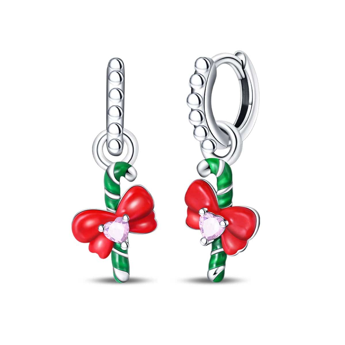 Liora Atelier Candy Cane & Bow Holiday Earrings