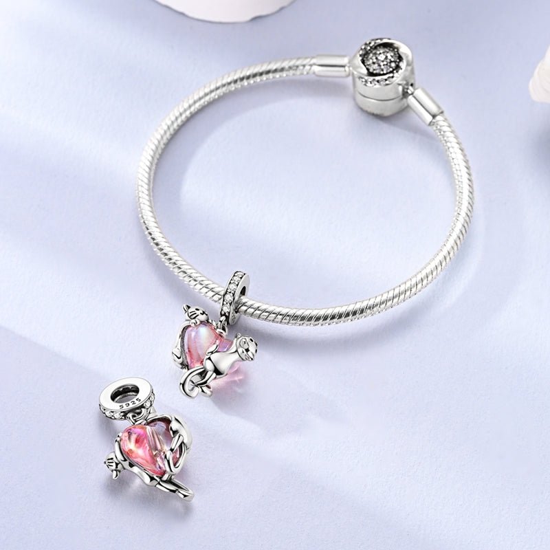 Liora Atelier Cats Climbing Heart Crystal Dangle Charm