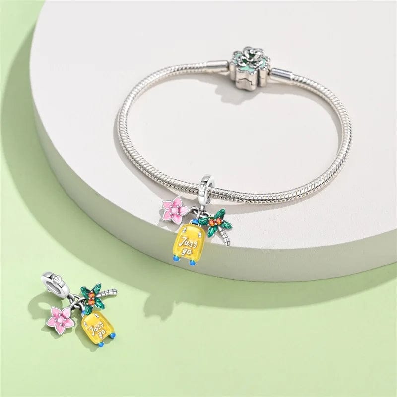 Liora Atelier Cherry Blossom, Suitcase & Palm Triple Dangle Charm