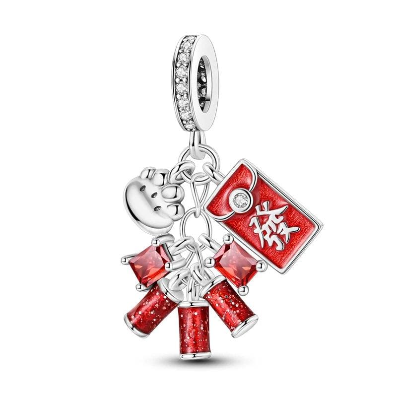 Liora Atelier Chinese Festive Red Firecracker Charm with Lucky Envelope