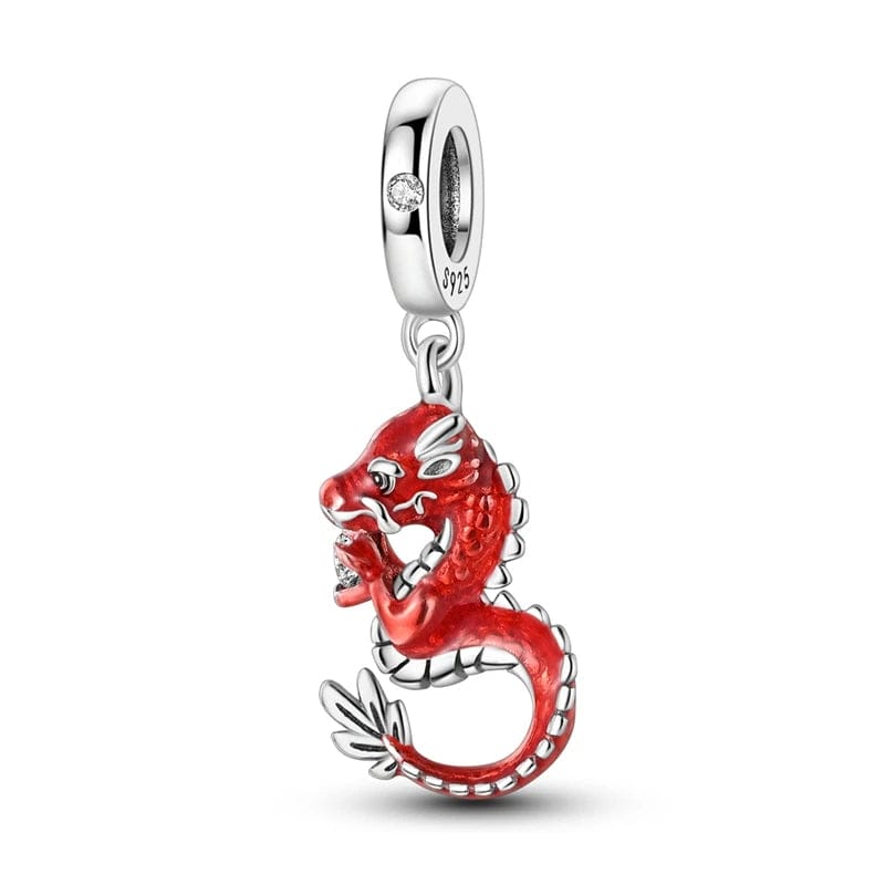 Liora Atelier Chinese Fiery Red Dragon Dangle Charm