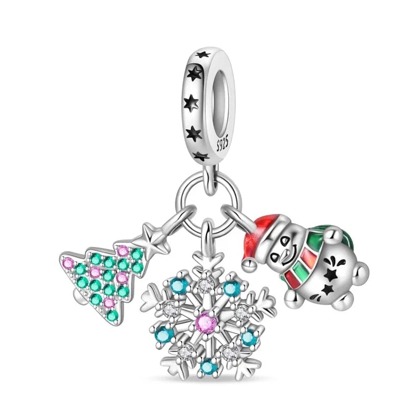 Liora Atelier Christmas Tree, Snowflake & Snowman Triple Dangle Charm