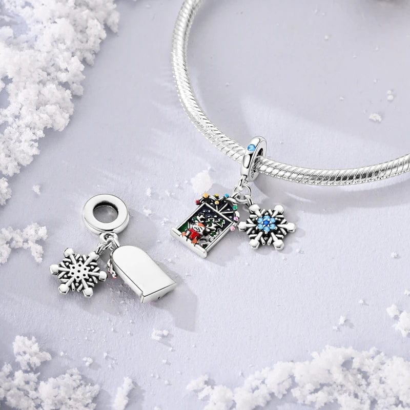 Liora Atelier Christmas Window Scene and Snowflake Duo Charm