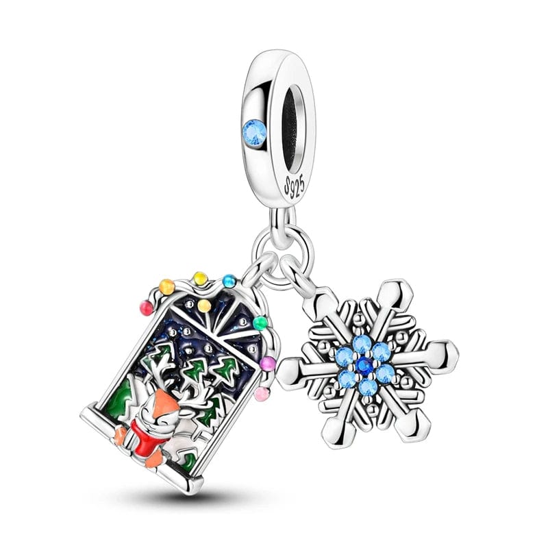 Liora Atelier Christmas Window Scene and Snowflake Duo Charm