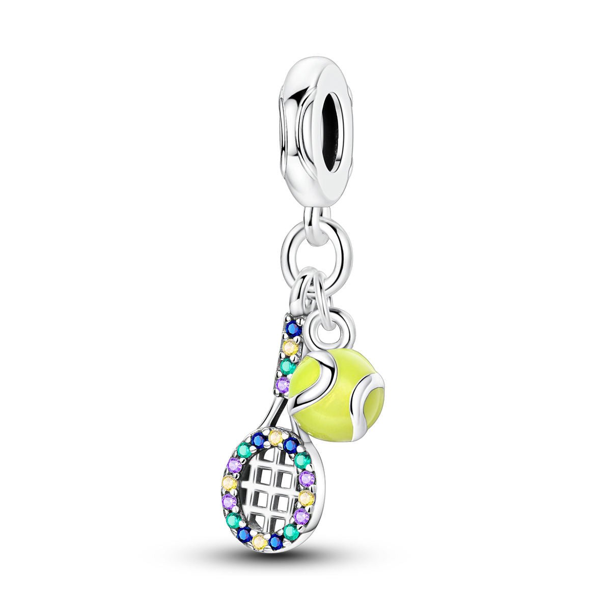 Liora Atelier Colorful Tennis Racket & Ball Dangle Charm