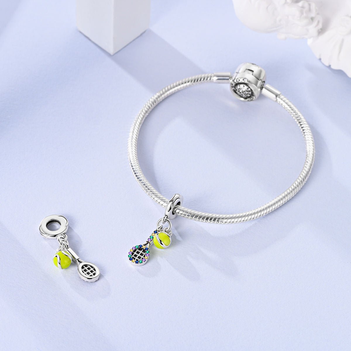 Liora Atelier Colorful Tennis Racket & Ball Dangle Charm