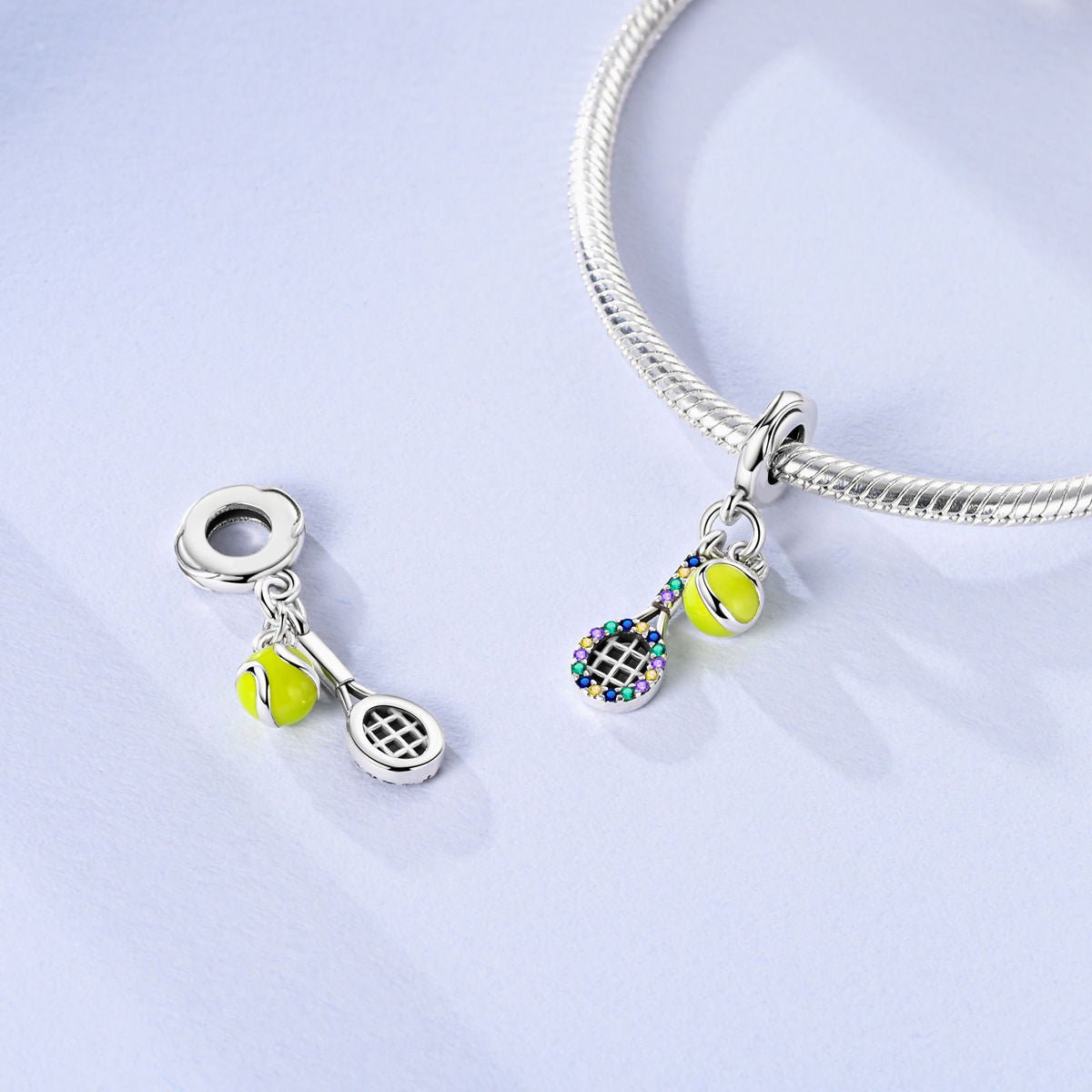 Liora Atelier Colorful Tennis Racket & Ball Dangle Charm