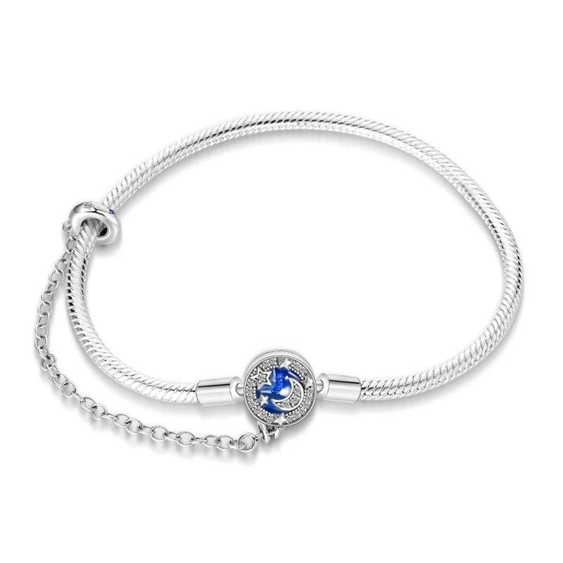 Liora Atelier Crescent Moon with Star Bracelet, Blue Enamel and Crystal Accents