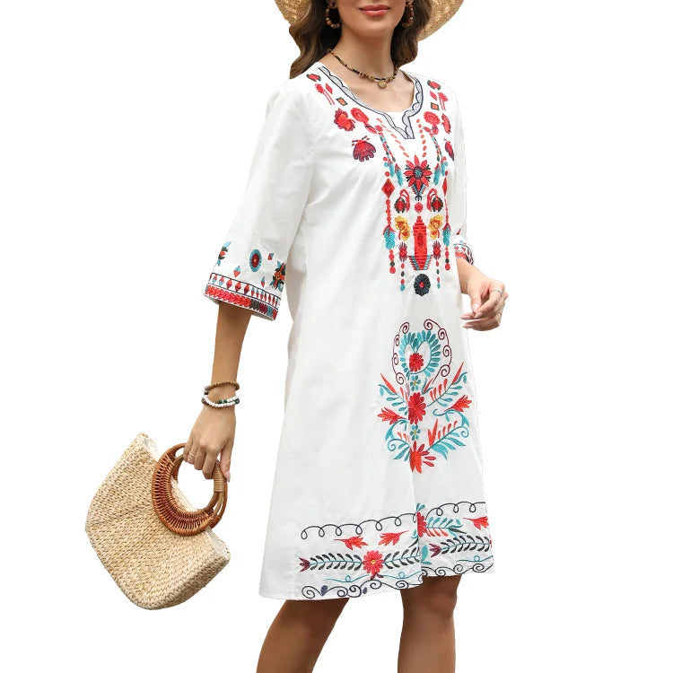 Alice | Embroidered Boho Dress